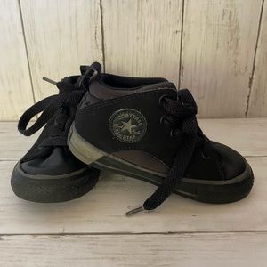 Mono Black Toddler Converse All Stars Lace Up High Tops Size 6